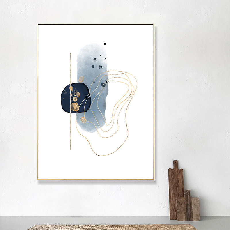 Brehn | Nordic Watercolor Stones Zeichencanvas Blau und Weiß Abstrakte Wandkunst für Raum