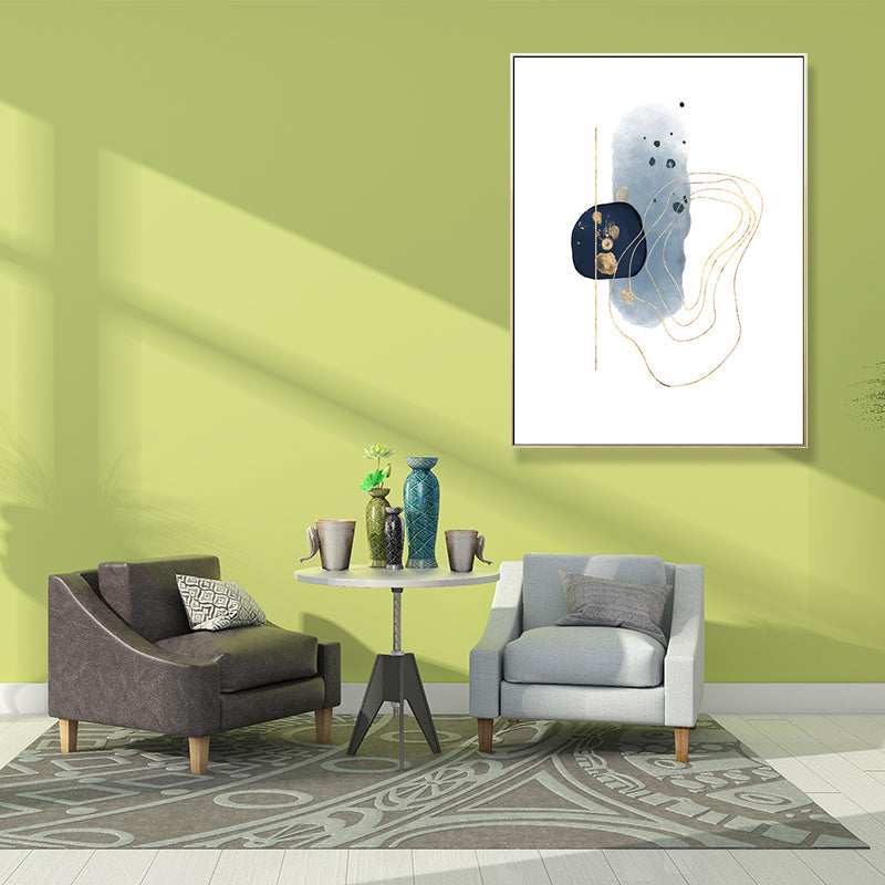 Brehn | Nordic Watercolor Stones Zeichencanvas Blau und Weiß Abstrakte Wandkunst für Raum