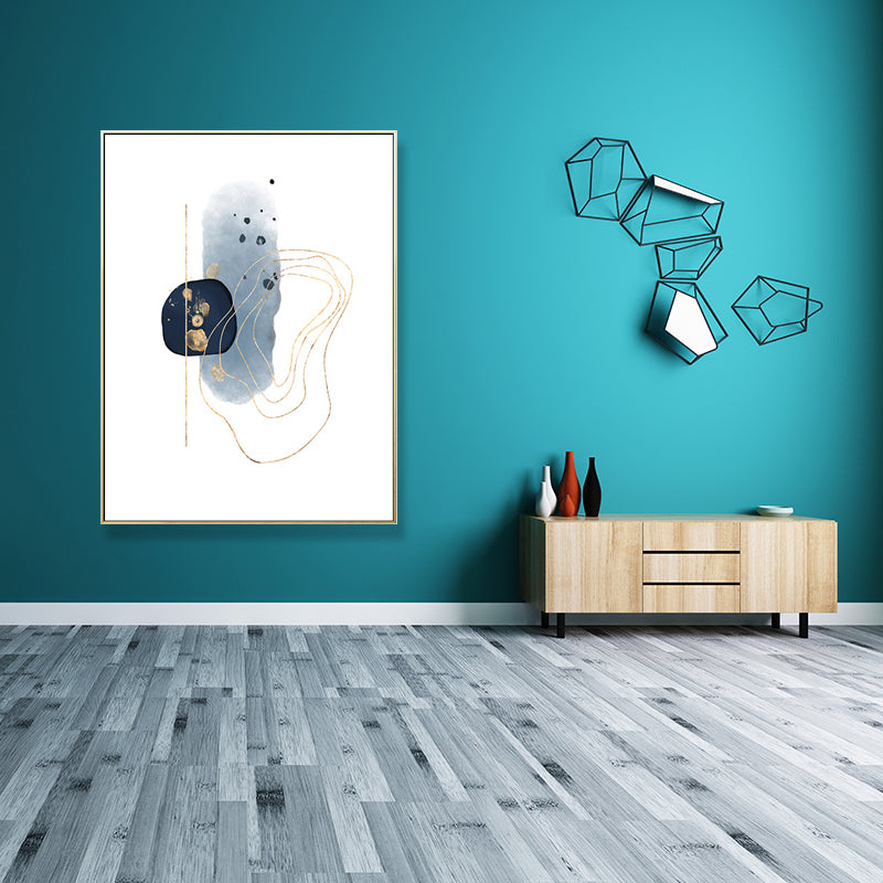 Brehn | Nordic Watercolor Stones Zeichencanvas Blau und Weiß Abstrakte Wandkunst für Raum