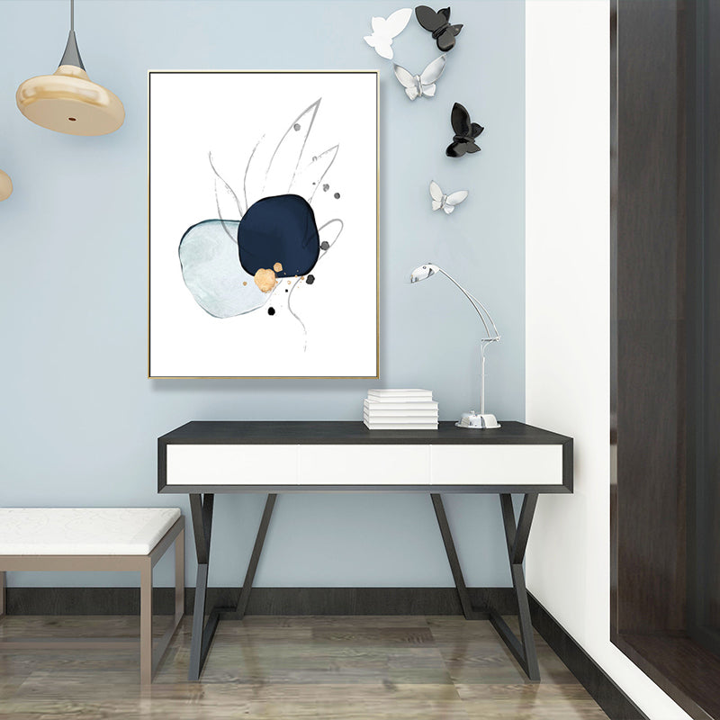 Brehn | Nordic Watercolor Stones Zeichencanvas Blau und Weiß Abstrakte Wandkunst für Raum