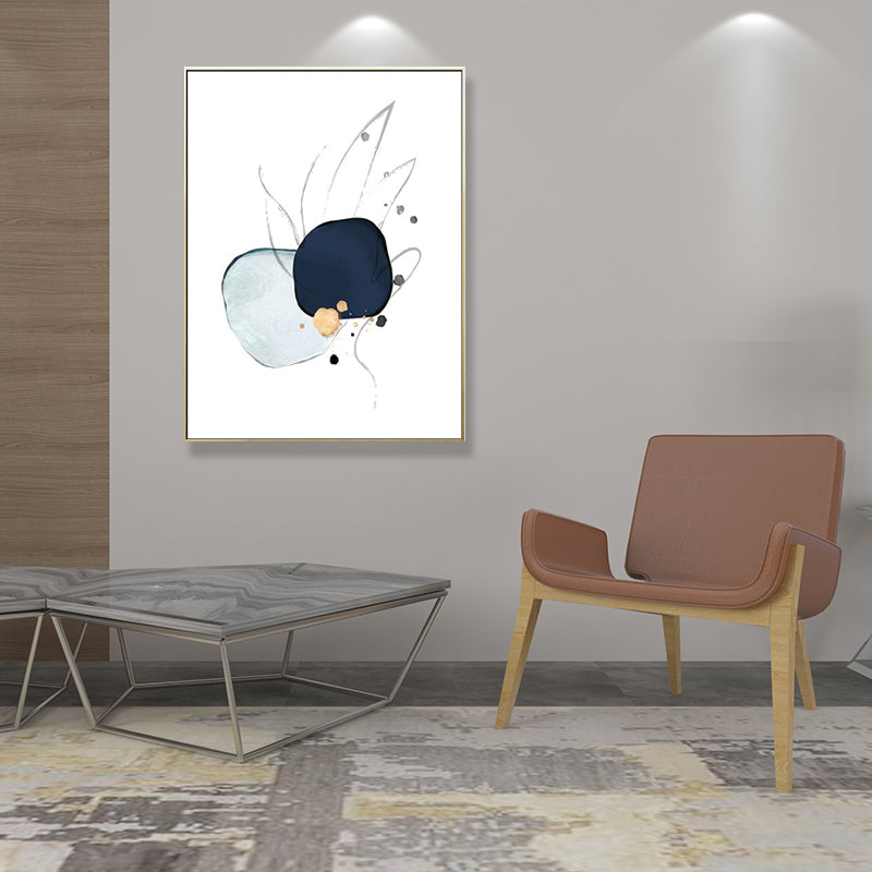 Brehn | Nordic Watercolor Stones Zeichencanvas Blau und Weiß Abstrakte Wandkunst für Raum