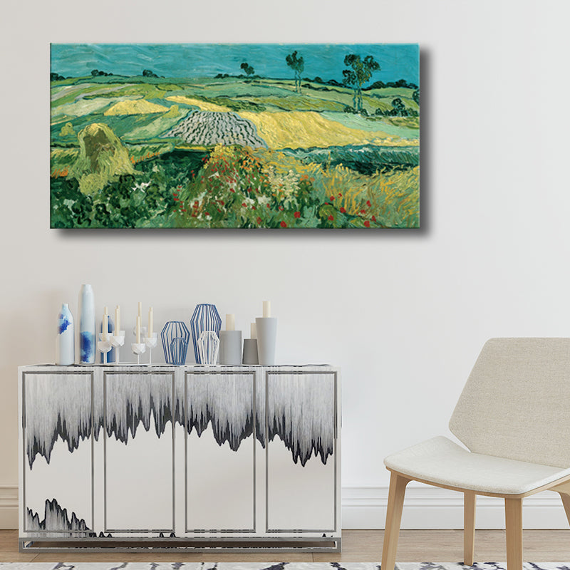 Brehn | Pastellfarbiges Farmfield View Canvas Texturiertes Wandkunst für Gästezimmer, mehrere Größen