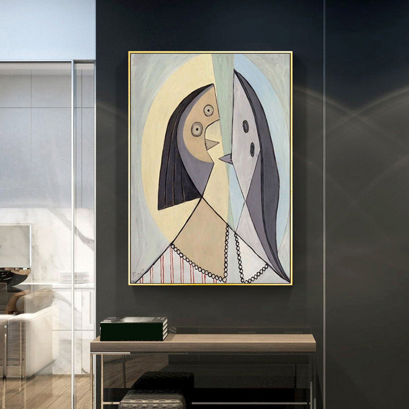 Brehn | Kubismus Pablo Picasso Wandkunst Druck Buntes Mädchen Zeichnung Leinwand für Wohnzimmer