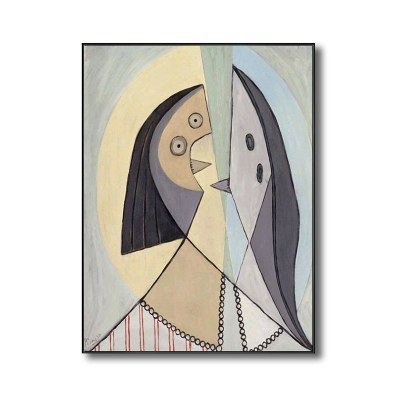 Brehn | Kubismus Pablo Picasso Wandkunst Druck Buntes Mädchen Zeichnung Leinwand für Wohnzimmer
