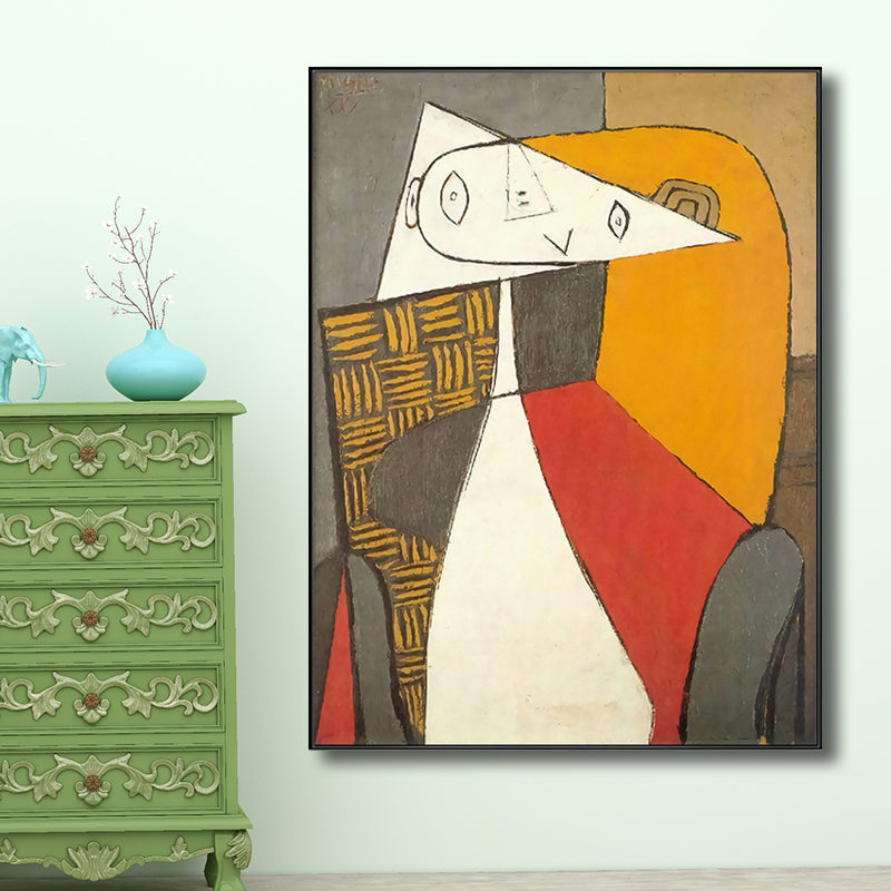 Brehn | Kubismus Pablo Picasso Wandkunst Druck Buntes Mädchen Zeichnung Leinwand für Wohnzimmer