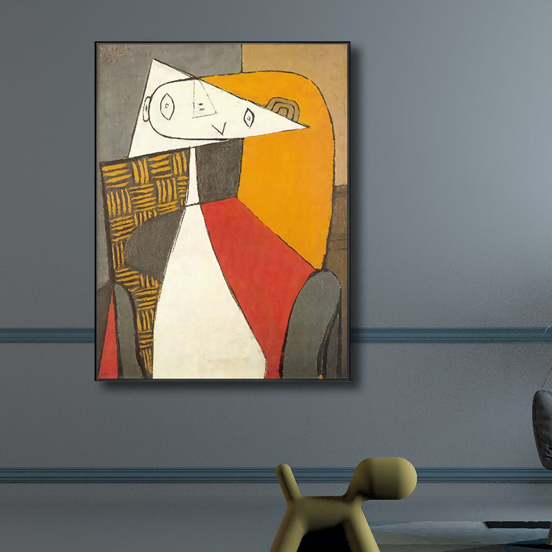 Brehn | Kubismus Pablo Picasso Wandkunst Druck Buntes Mädchen Zeichnung Leinwand für Wohnzimmer