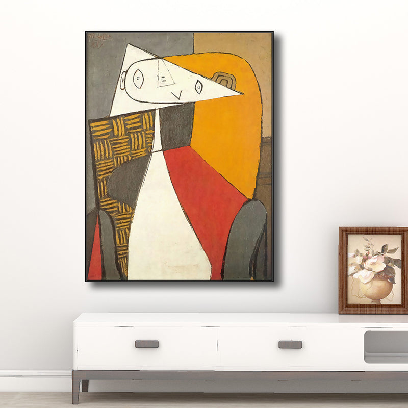 Brehn | Kubismus Pablo Picasso Wandkunst Druck Buntes Mädchen Zeichnung Leinwand für Wohnzimmer