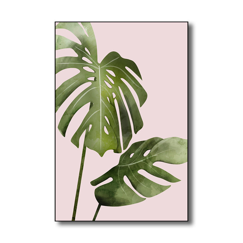 Brehn | Nordic Style Botanisches Blattmalerei Leinwand Texturiertes Grünes Wandkunst für Gästezimmer