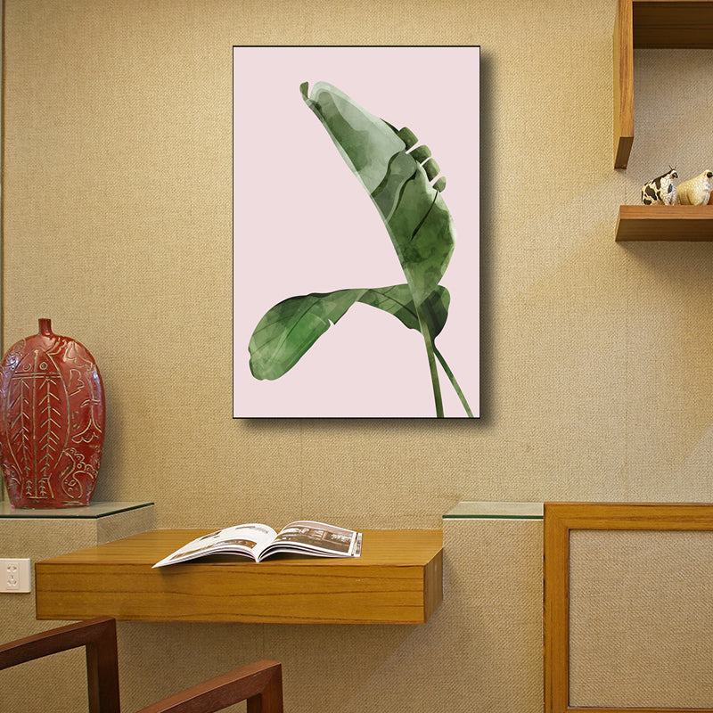 Brehn | Nordic Style Botanisches Blattmalerei Leinwand Texturiertes Grünes Wandkunst für Gästezimmer