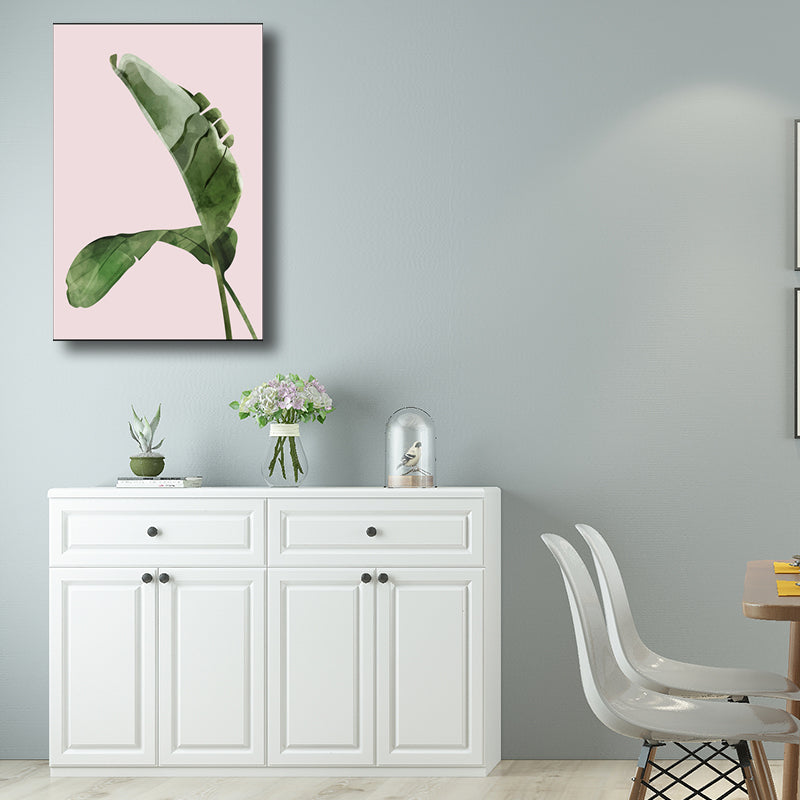 Brehn | Nordic Style Botanisches Blattmalerei Leinwand Texturiertes Grünes Wandkunst für Gästezimmer