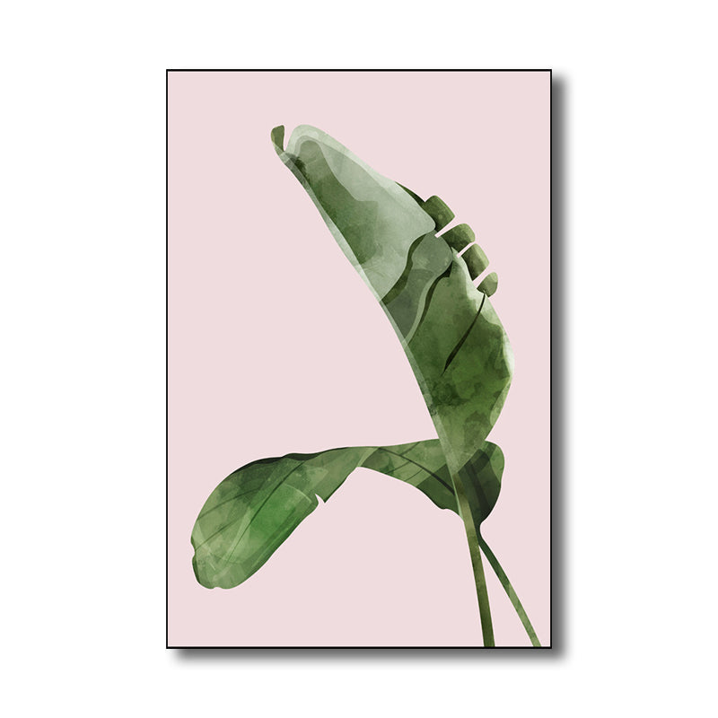 Brehn | Nordic Style Botanisches Blattmalerei Leinwand Texturiertes Grünes Wandkunst für Gästezimmer