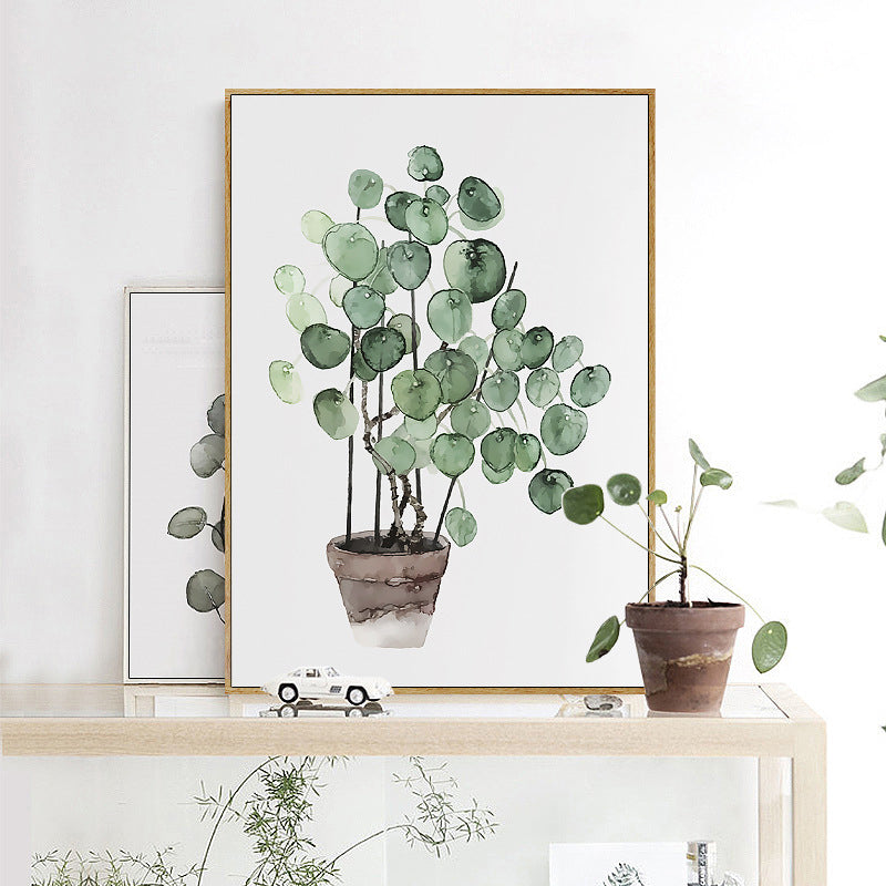 Brehn | Bonsai Wandkunst Dekor Nordic Verzaubernd Botanischer Leinwanddruck in Grün für das Schlafzimmer