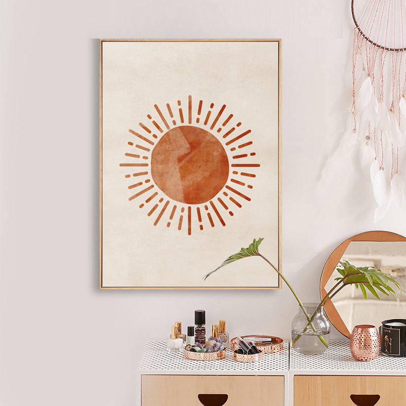Brehn | Skandinavischer Stil Teenager Wanddekoration Magische kosmische Phänomene in orange gemalt