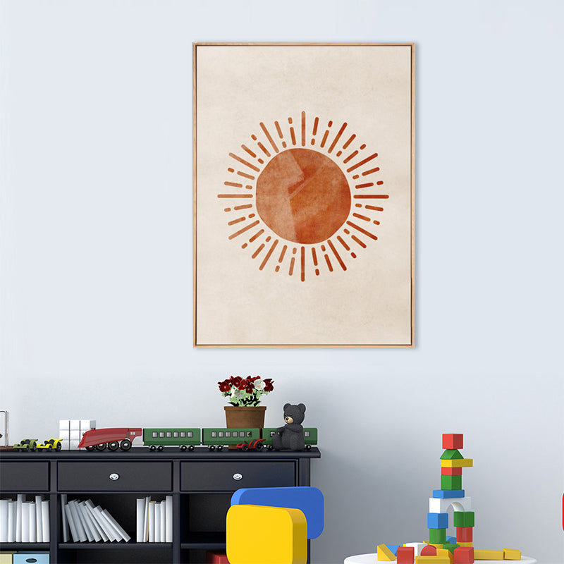 Brehn | Skandinavischer Stil Teenager Wanddekoration Magische kosmische Phänomene in orange gemalt