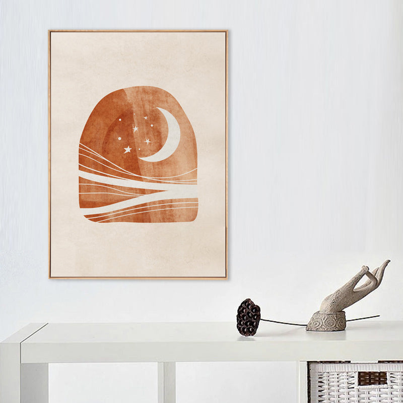 Brehn | Skandinavischer Stil Teenager Wanddekoration Magische kosmische Phänomene in orange gemalt