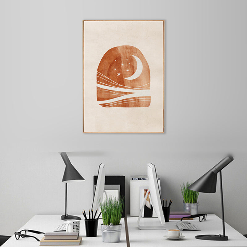 Brehn | Skandinavischer Stil Teenager Wanddekoration Magische kosmische Phänomene in orange gemalt
