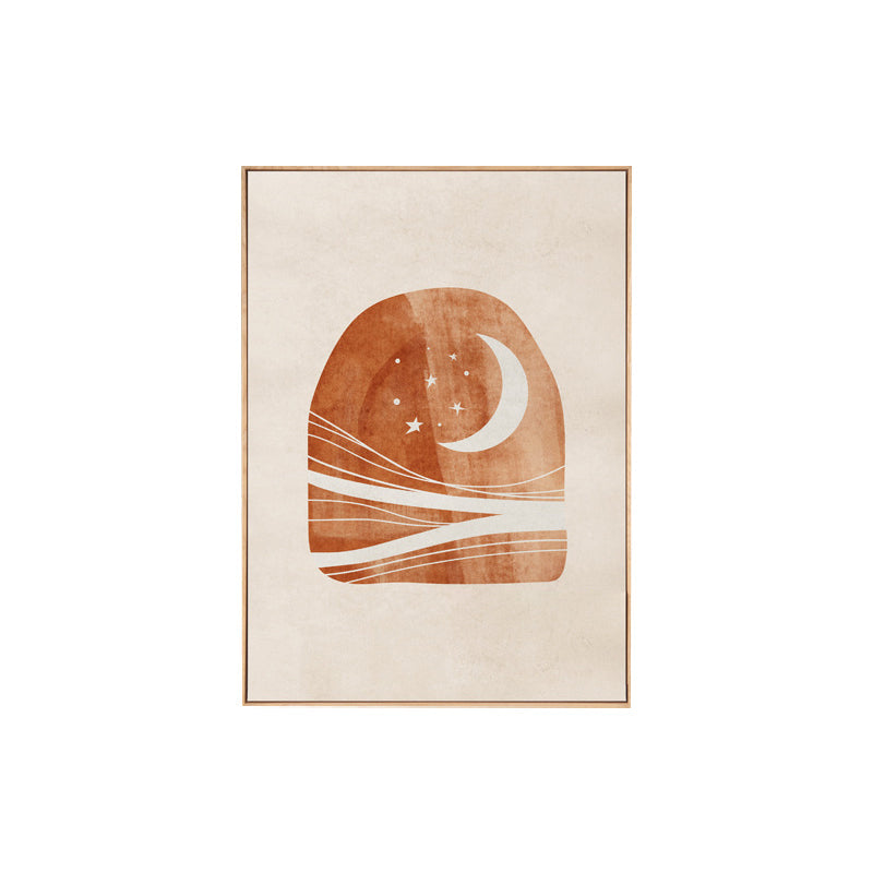 Brehn | Skandinavischer Stil Teenager Wanddekoration Magische kosmische Phänomene in orange gemalt