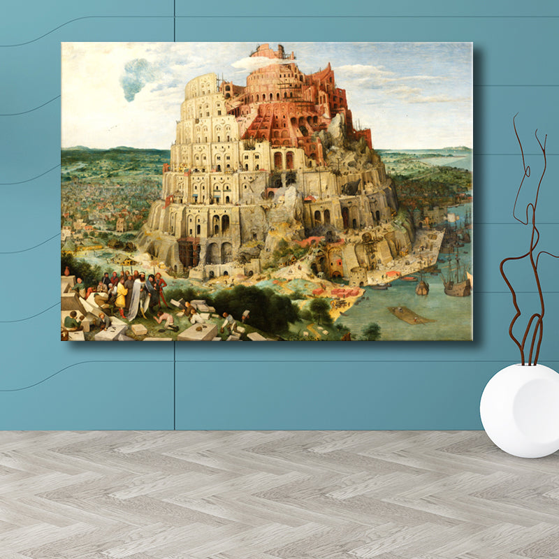 Brehn | Turm von Babel Wandkunst Texturierte Weltkultur Wohnzimmer Leinwanddruck in Gelb