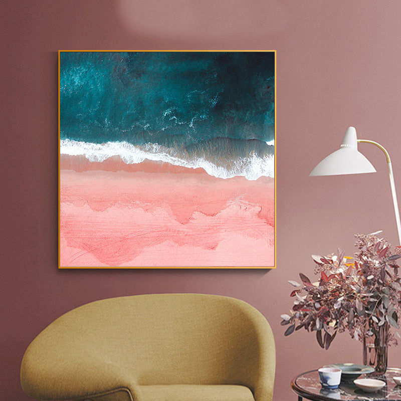 Brehn | Meereswelle und Gischt Kunstdruck Pink-Blau Tropische Wanddekoration für Inneneinrichtung