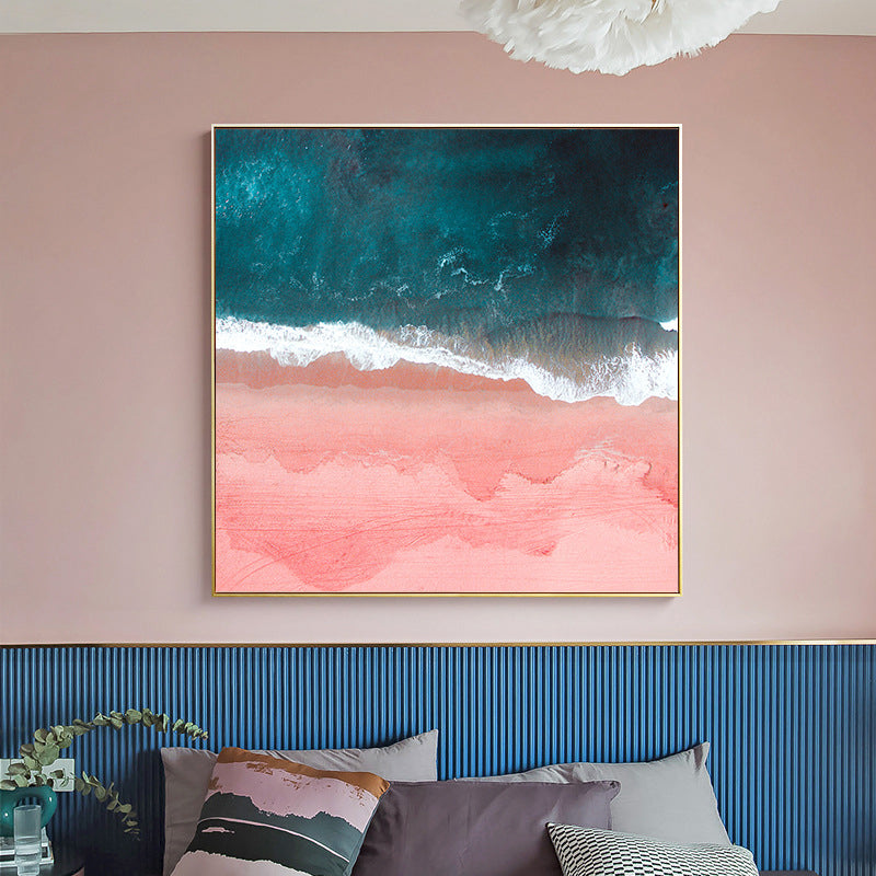 Brehn | Meereswelle und Gischt Kunstdruck Pink-Blau Tropische Wanddekoration für Inneneinrichtung