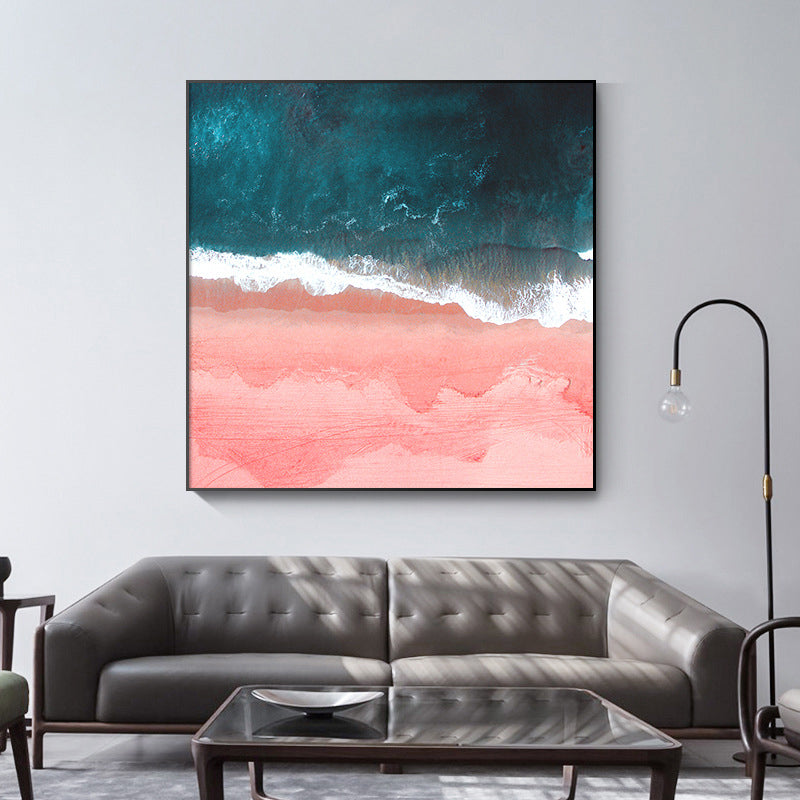 Brehn | Meereswelle und Gischt Kunstdruck Pink-Blau Tropische Wanddekoration für Inneneinrichtung
