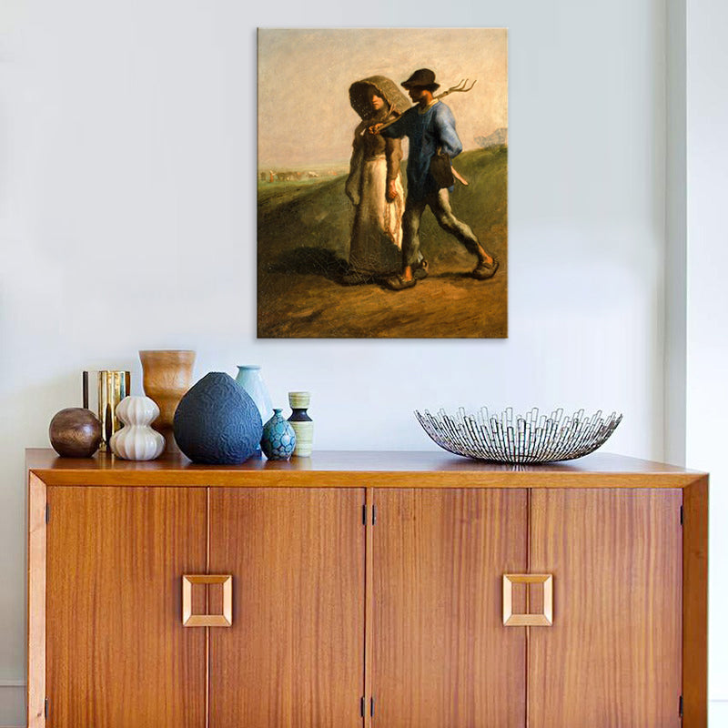 Brehn | Braunes Vintage-Canvas-Paar im Feld Kunstdruck für das Arbeitszimmer, mehrere Größenoptionen