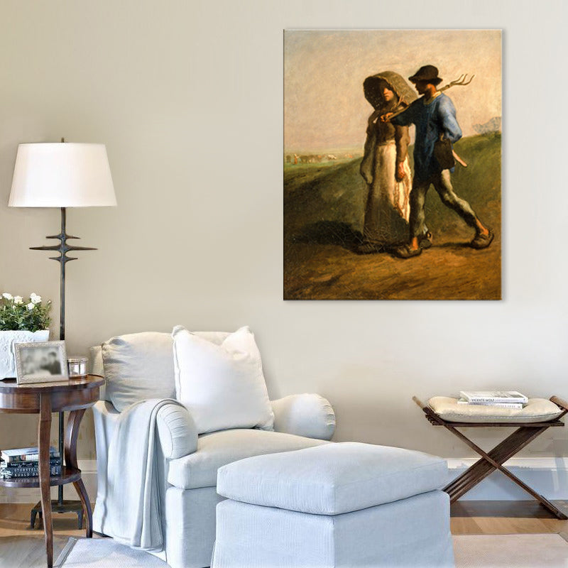 Brehn | Braunes Vintage-Canvas-Paar im Feld Kunstdruck für das Arbeitszimmer, mehrere Größenoptionen