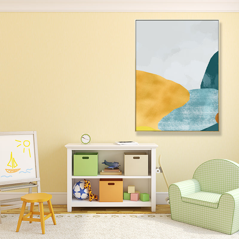 Brehn | Pastel Nordic Style Wandkunst Illustration Bergfluss Landschaft Leinwanddruck für Raum