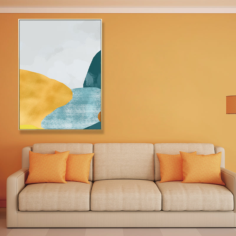 Brehn | Pastel Nordic Style Wandkunst Illustration Bergfluss Landschaft Leinwanddruck für Raum