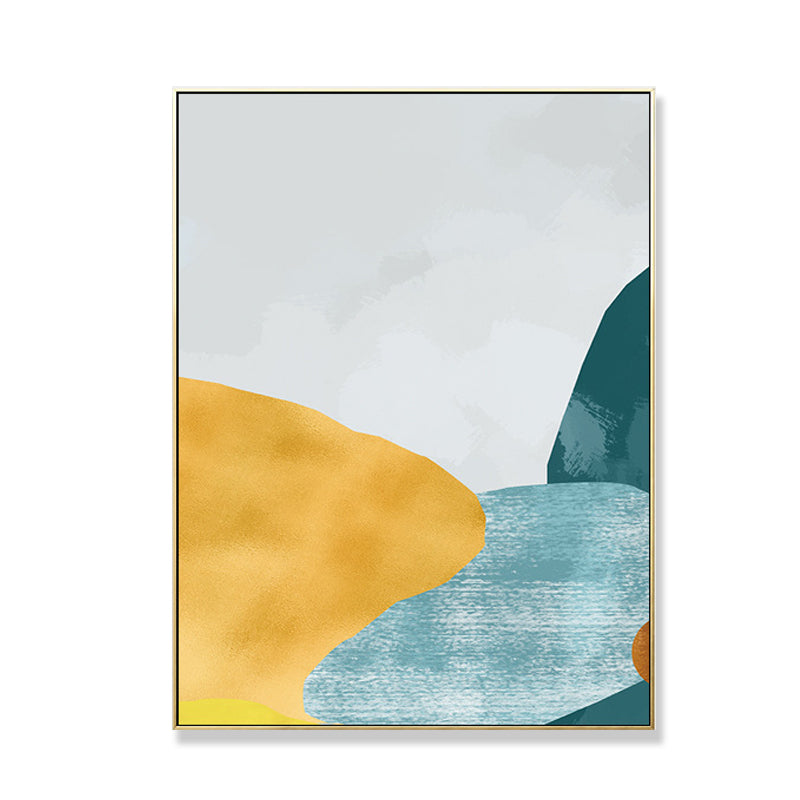 Brehn | Pastel Nordic Style Wandkunst Illustration Bergfluss Landschaft Leinwanddruck für Raum