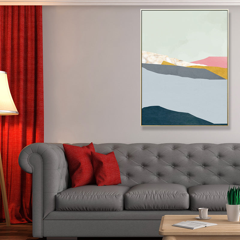 Brehn | Pastel Nordic Style Wandkunst Illustration Bergfluss Landschaft Leinwanddruck für Raum