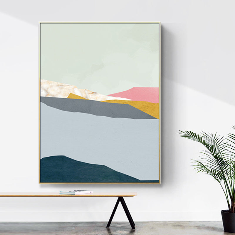 Brehn | Pastel Nordic Style Wandkunst Illustration Bergfluss Landschaft Leinwanddruck für Raum