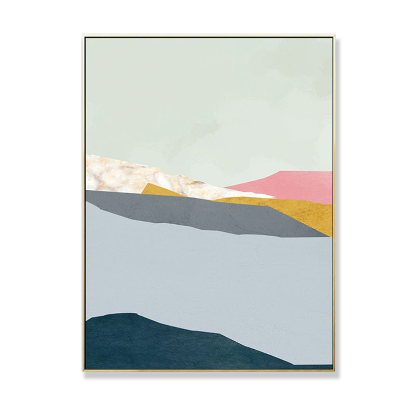 Brehn | Pastel Nordic Style Wandkunst Illustration Bergfluss Landschaft Leinwanddruck für Raum
