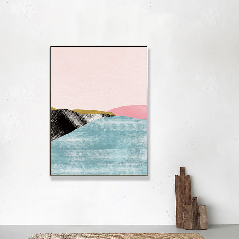 Brehn | Pastel Nordic Style Wandkunst Illustration Bergfluss Landschaft Leinwanddruck für Raum