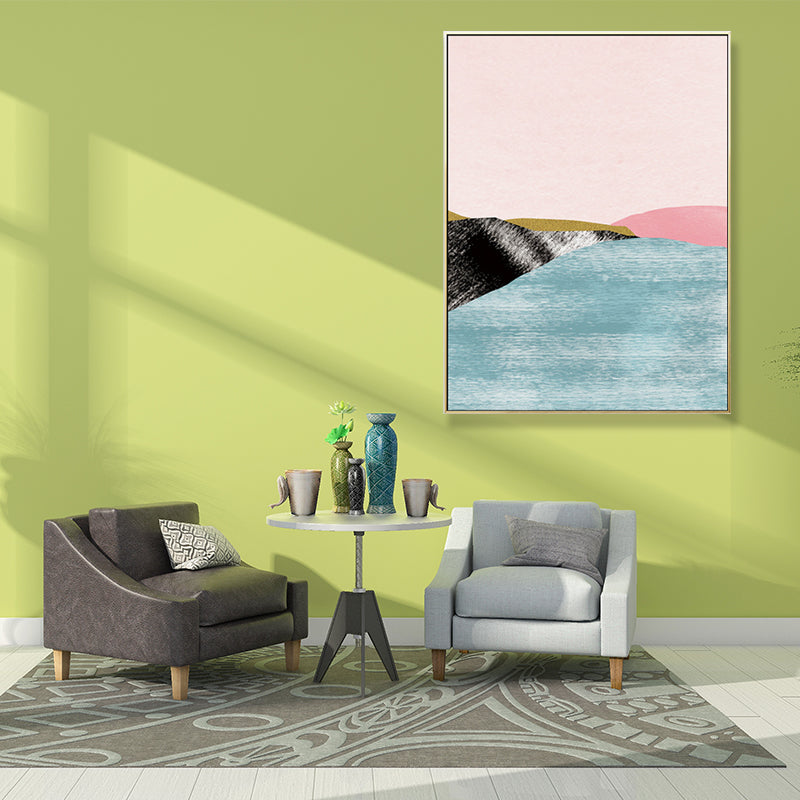 Brehn | Pastel Nordic Style Wandkunst Illustration Bergfluss Landschaft Leinwanddruck für Raum