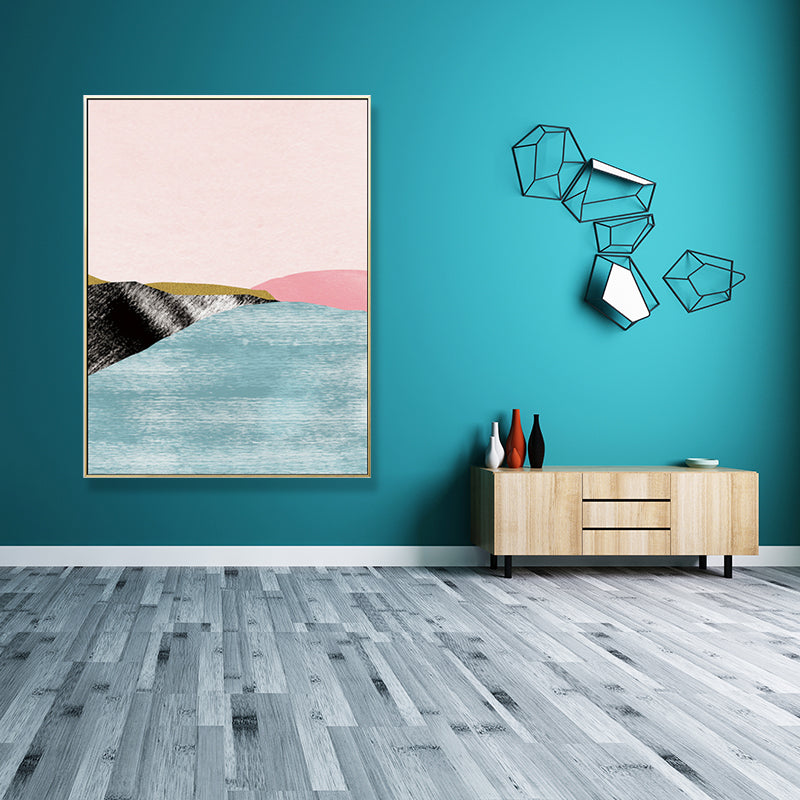 Brehn | Pastel Nordic Style Wandkunst Illustration Bergfluss Landschaft Leinwanddruck für Raum