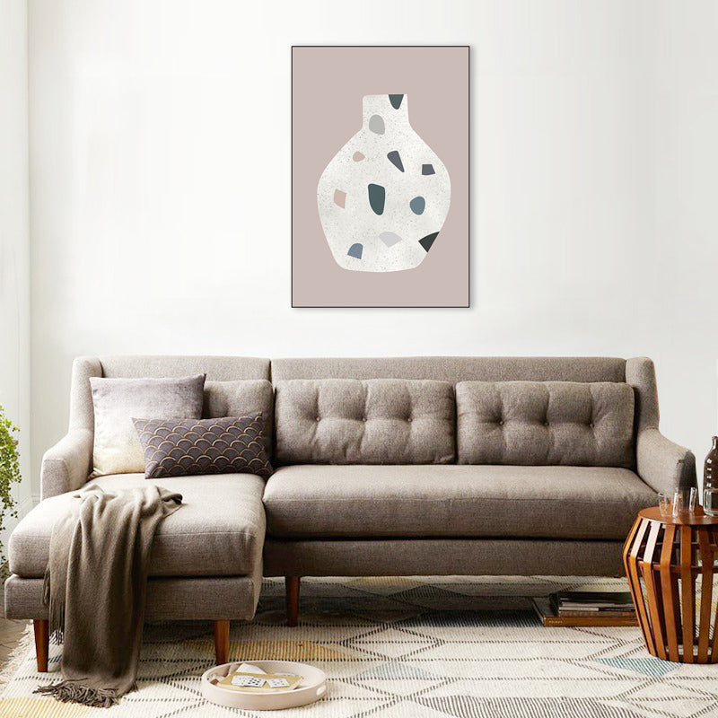 Brehn | Pink Spots Jar Malerei Skandinavischer Stil Texturierte Wandkunst Dekor für Mädchenzimmer