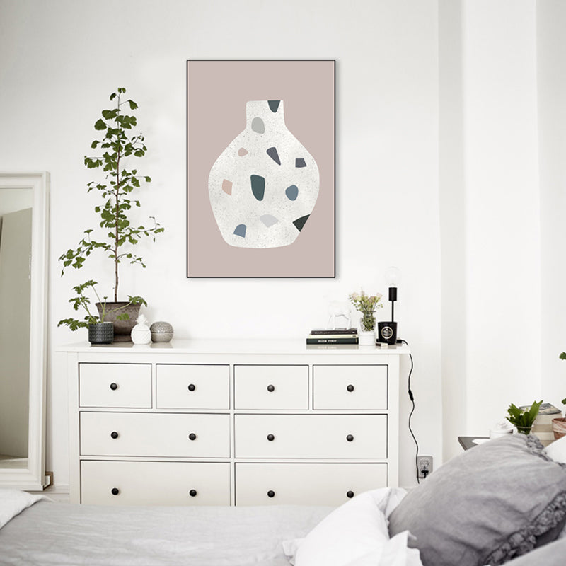 Brehn | Pink Spots Jar Malerei Skandinavischer Stil Texturierte Wandkunst Dekor für Mädchenzimmer