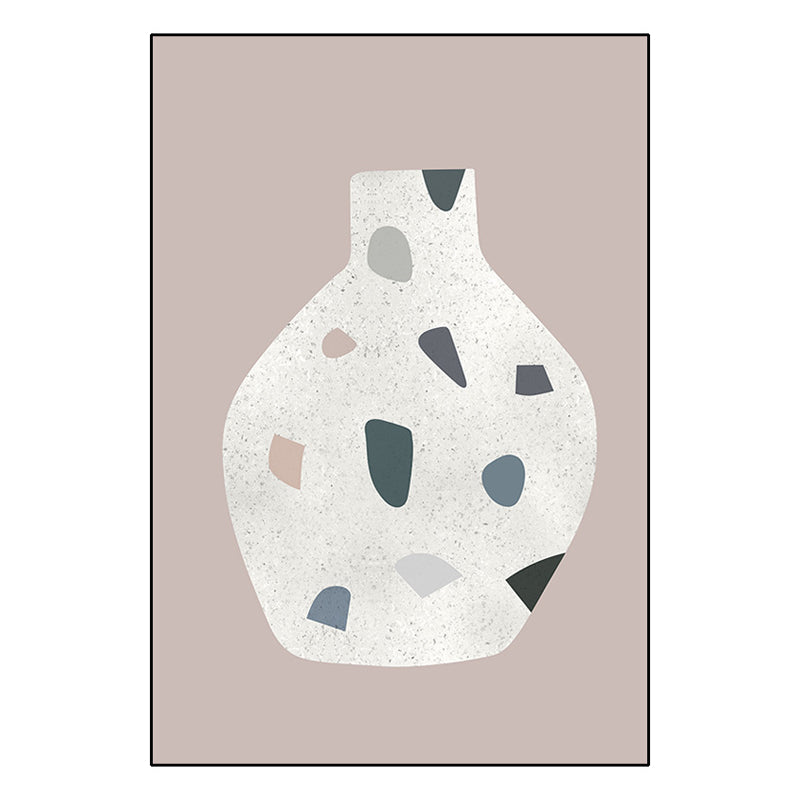 Brehn | Pink Spots Jar Malerei Skandinavischer Stil Texturierte Wandkunst Dekor für Mädchenzimmer