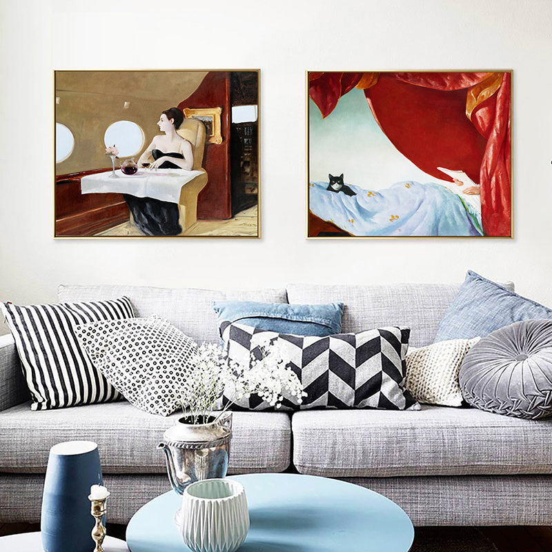 Brehn | Retro Interessen und Hobbys Malerei Leinwand Texturiert Dunkle Farbe Wandkunst für das Wohnzimmer