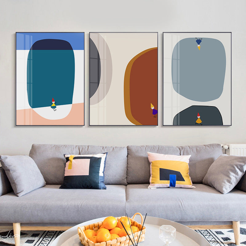 Brehn | Abstrakte Wandkunst Nordisch Kindliche Fensterzeichnung Leinwanddruck in Pastellfarbe