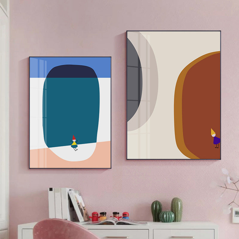 Brehn | Abstrakte Wandkunst Nordisch Kindliche Fensterzeichnung Leinwanddruck in Pastellfarbe