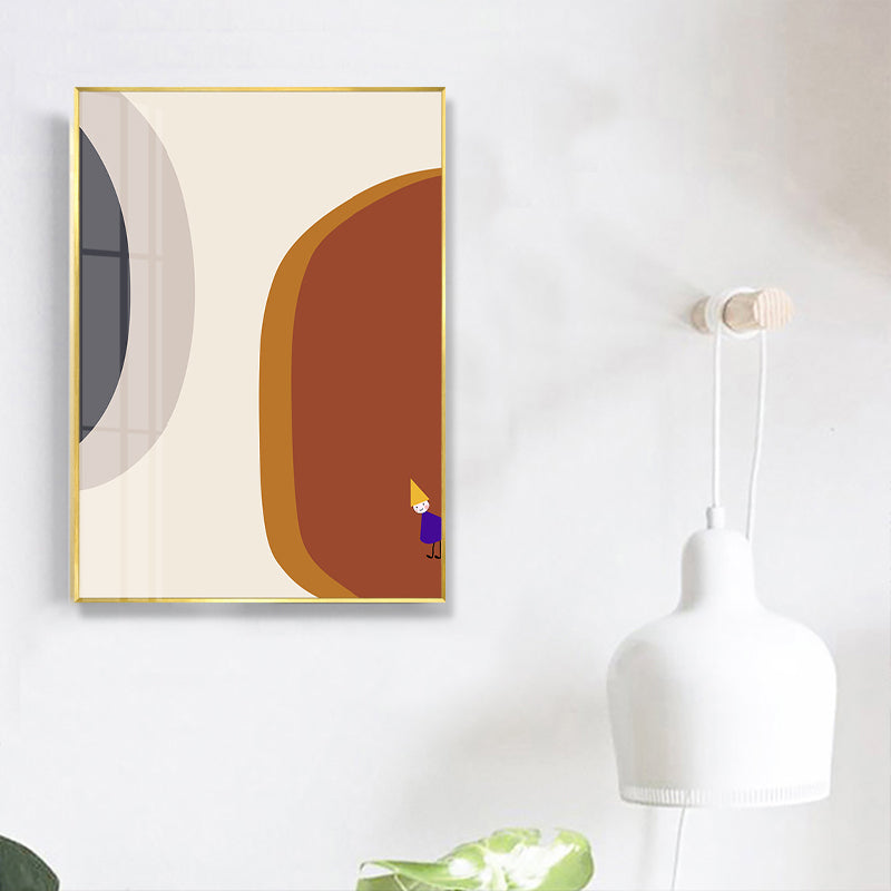 Brehn | Abstrakte Wandkunst Nordisch Kindliche Fensterzeichnung Leinwanddruck in Pastellfarbe