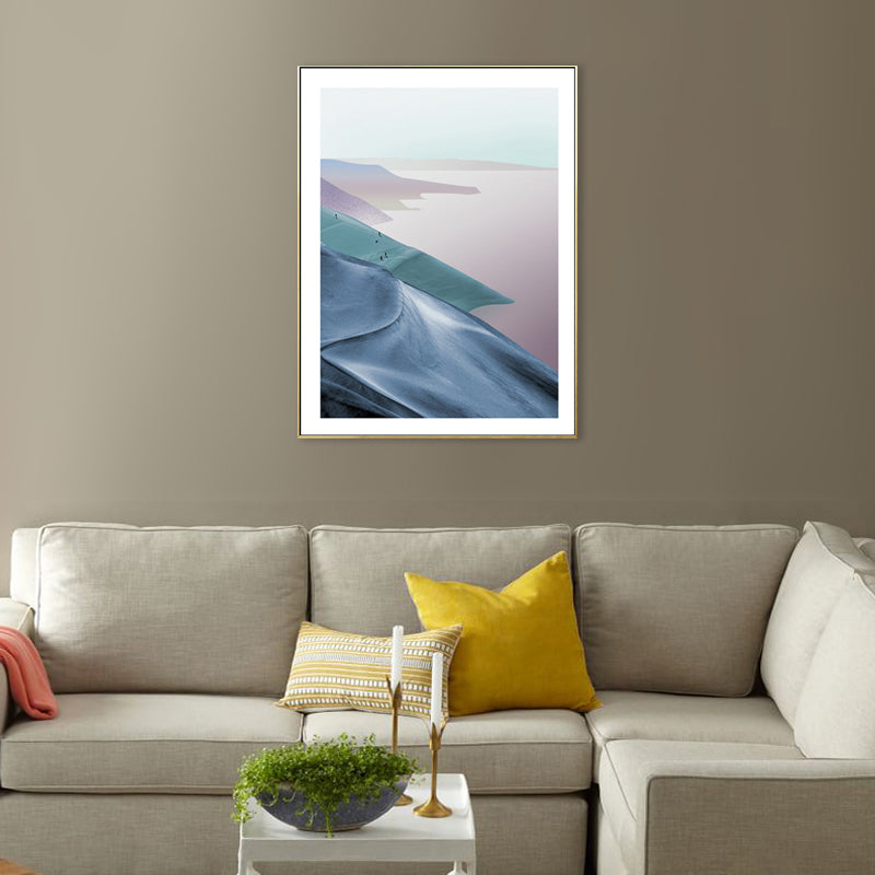 Brehn | Berg- und Flusslandschaft Leinwand Moderne Texturierte Wandkunst Drucken in Heller Farbe für Zuhause