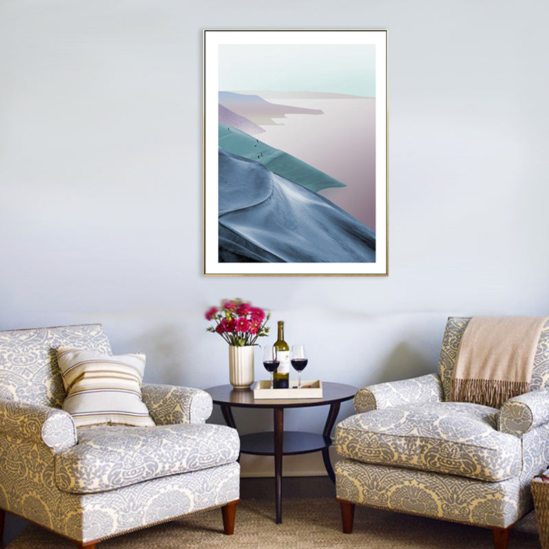 Brehn | Berg- und Flusslandschaft Leinwand Moderne Texturierte Wandkunst Drucken in Heller Farbe für Zuhause