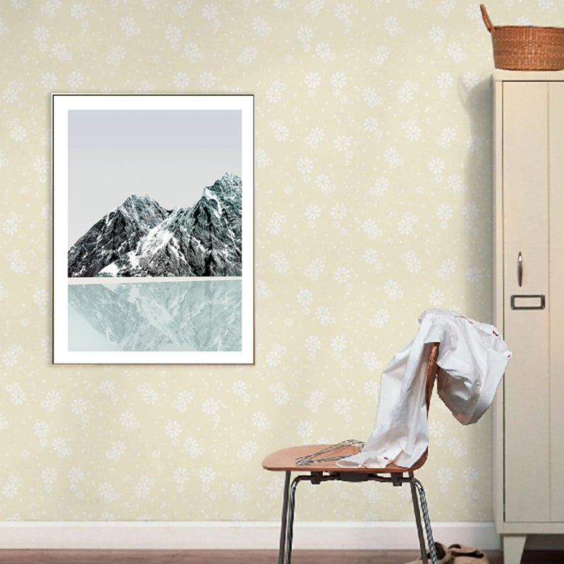 Brehn | Berg- und Flusslandschaft Leinwand Moderne Texturierte Wandkunst Drucken in Heller Farbe für Zuhause