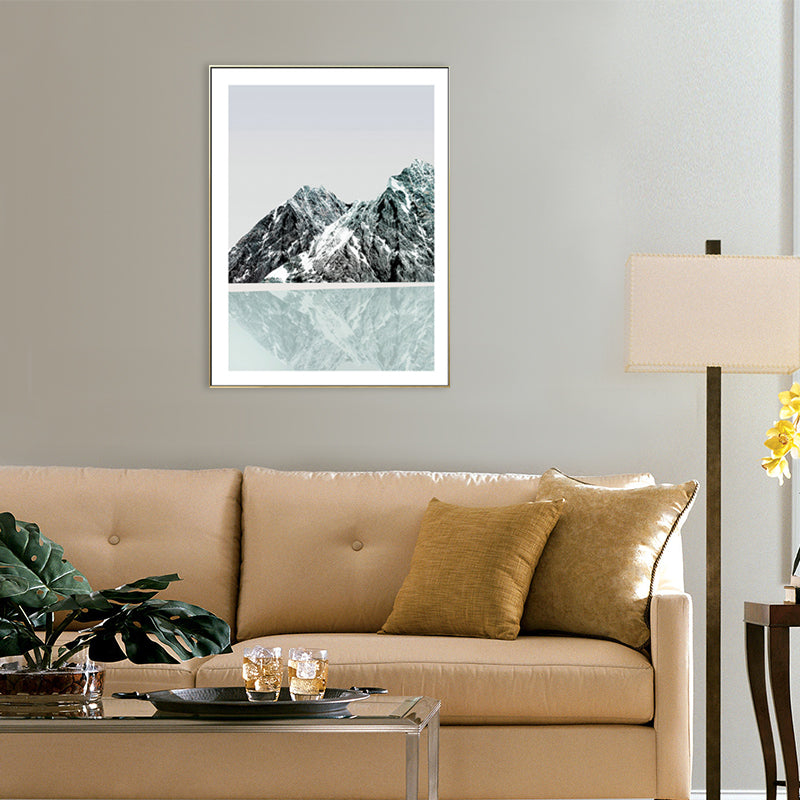 Brehn | Berg- und Flusslandschaft Leinwand Moderne Texturierte Wandkunst Drucken in Heller Farbe für Zuhause