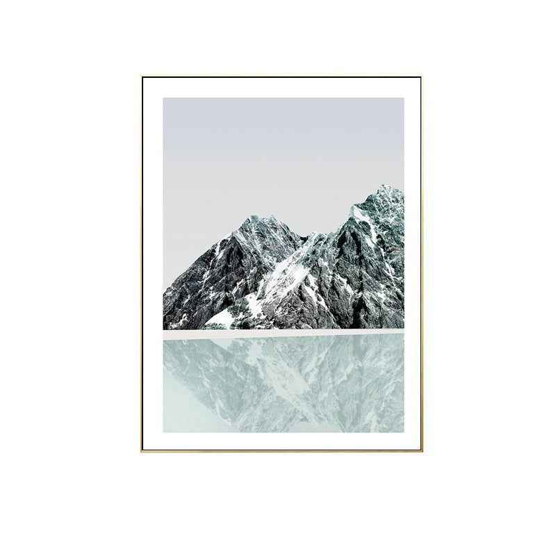 Brehn | Berg- und Flusslandschaft Leinwand Moderne Texturierte Wandkunst Drucken in Heller Farbe für Zuhause