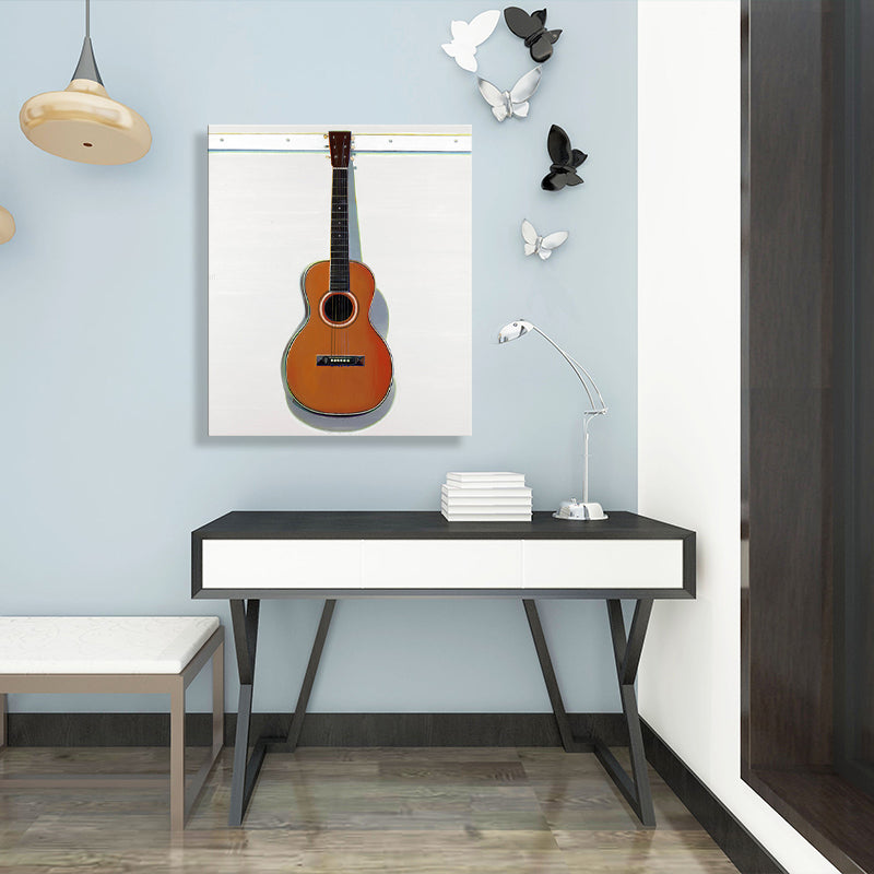 Brehn | Zeichnung Druck Traditioneller Stil Leinwand Gitarre in Braun, Mehrere Größen Verfügbar