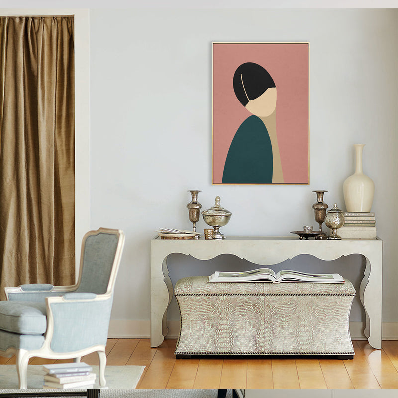 Brehn | Nordic Style Stehende Figur Leinwand in Hellfarbig Strukturiertes Gemälde für Badezimmer